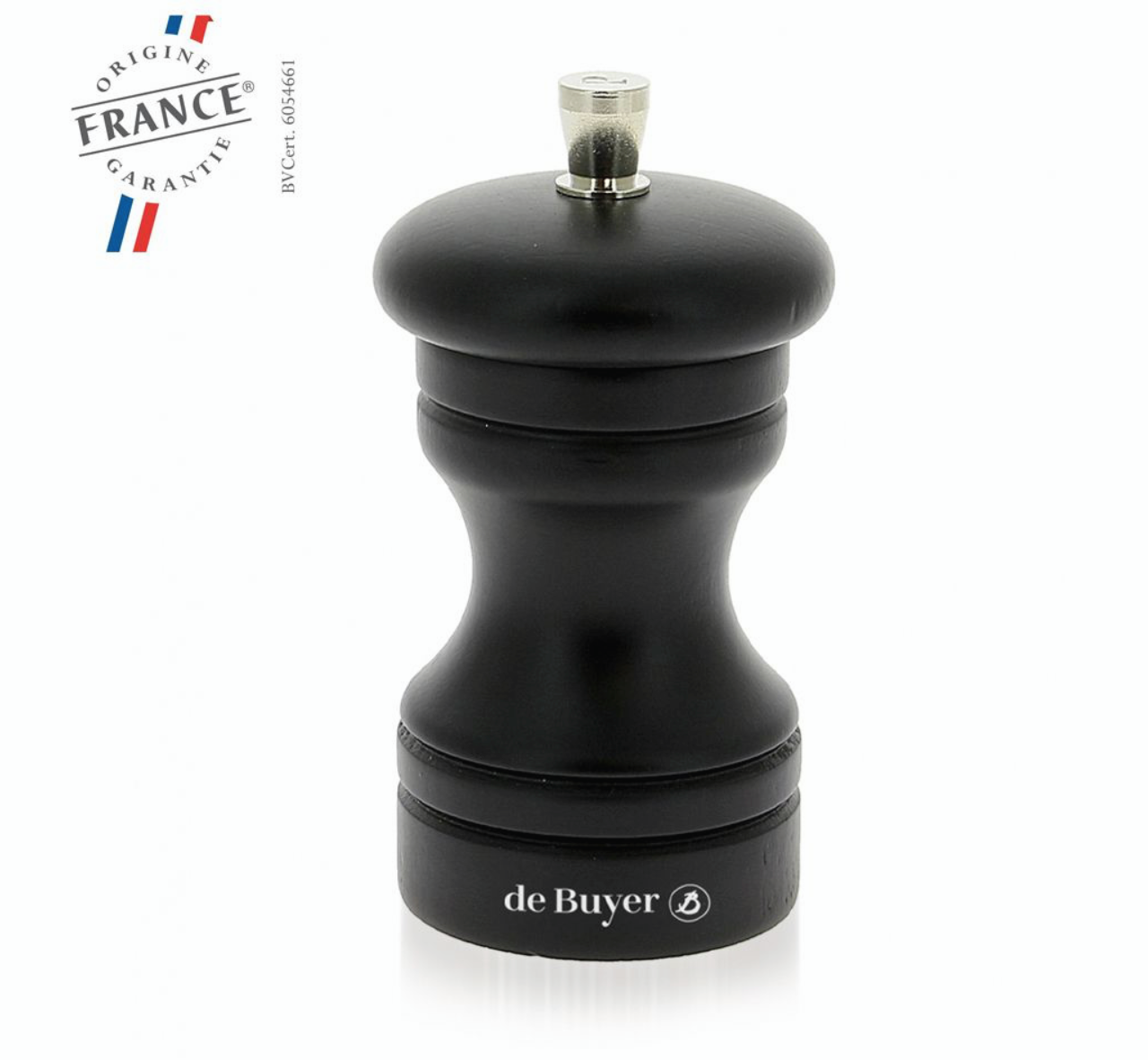 De Buyer - Molinillo de pimienta con mecanismo de acero de 10 cm - Negro mate